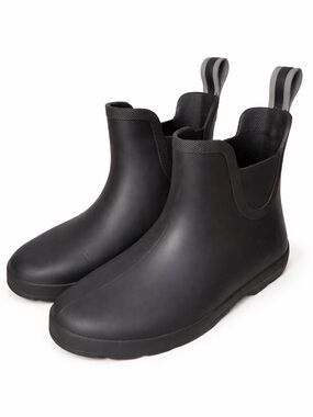 Totes Black Matte Short Rain Boots Pull Tab Waterproof Size 6